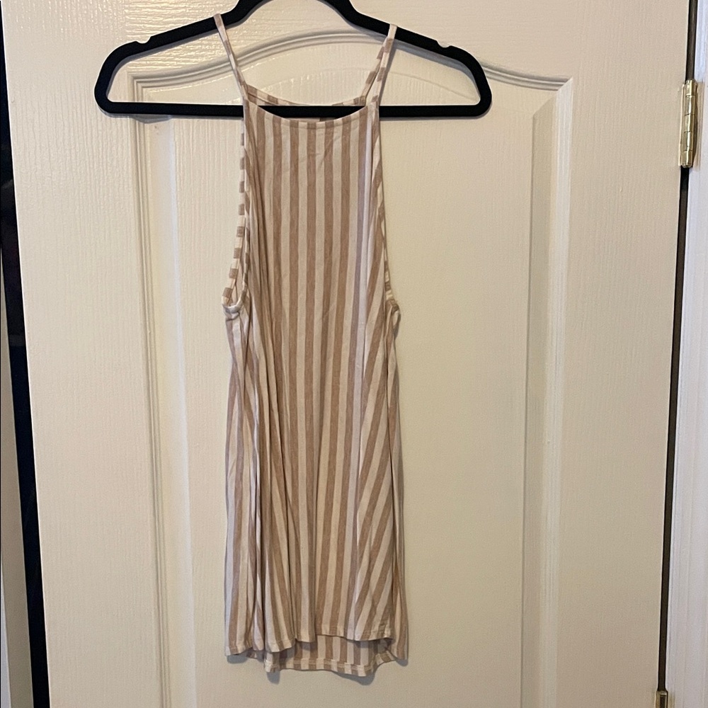 Striped Tan and White Women's Tank Top